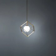 Lampadario In Metallo Industrial Cube Oro 1 Luce