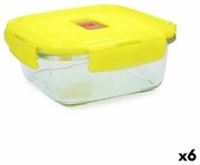 Porta pranzo Ermetico Luminarc Pure Box Holy Giallo Vetro Quadrato 1,22 L (6 Unità)