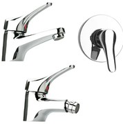 Set miscelatori lavabo bidet e doccia incasso cromati Piralla Ariel scarico incluso