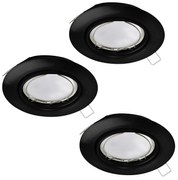 Faretto Ad Incasso Moderno Peneto In Acciaio Nero 3 Luci Gu10 4,6W