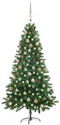 Albero di Natale Preilluminato con Palline Verde, Albero di Natale Preilluminato con Palline Verde 180 cm III