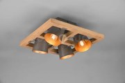 Bell plafoniera quadrata legno naturale 4 spots orientabili diffuso...