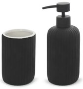 Set accessori bagno 2 pezzi in ceramica nero soft touch Spring