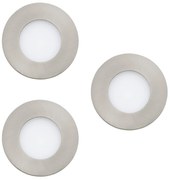 Faretto Ad Incasso Moderno Fueva Z In Acciaio Nichel Satinato 3 Luci Led 2,8W