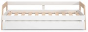 Letto da bambini estraibile bianco in pino massiccio con contenitore con rete inclusa 90x200 cm Carrie – Marckeric