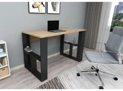 Scrivania Moderna 120x60x74 Con Ripiani Laterali Breeze Rovere Chiaro E Nero