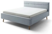 Letto matrimoniale imbottito blu polveroso con contenitore con rete inclusa 180x200 cm Lotte – Meise Möbel