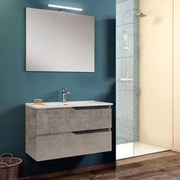 Mobile da bagno sospeso moderno con lavabo 62 cm a 2 cassetti maniglie a gola, cemento