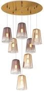 Sospensione ottone sat. tonda 8 luci (4 am + 4 ra) 1164os-s8 t-ar