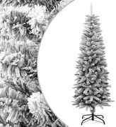 Albero di Natale Artificiale con Neve Floccata e LED in diverse dimensioni e materiali, Albero Natale Artificiale Sottile Neve Floccata 150cm PVC e PE