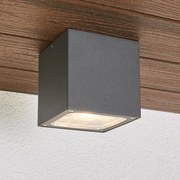 Tanea - plafoniera LED cubica, IP54 Lucande, Alluminio / Grigio / Zincato, Alluminio, Moderno, Plafoniere LED