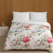 Trapuntino matrimoniale velluto bianco stampa Fiori