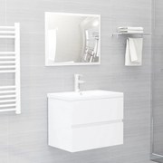 Set mobili da bagno 2 pz bianco lucido in truciolato