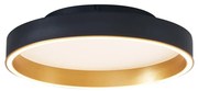 Plafoniera di design nera con oro 40 cm con LED e interruttore a 3 vie - Ingo