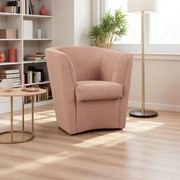 Poltrona cipria in tessuto antimacchia dal design moderno imbottita