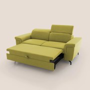 Aisha Divano con poggiapiedi estraibile piedini alti e poggiatesta reclinabili in tessuto Smacchiabile T05 giallo