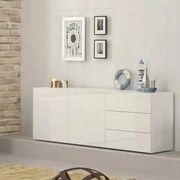 Credenza Moderna 2 Ante + 3 Cassetti METIS Bianco Lucido