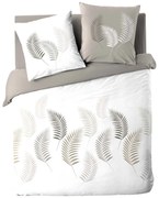Set copripiumino e federa bianco e grigio tortora in cotone per letto matrimoniale e per letto esteso 240x220 cm Goyave – douceur d'intérieur