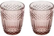 Set 2 bicchieri acqua vetro viola lavorato Amalia