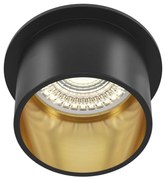 Faretto Da Incasso Moderno Reif Alluminio Nero 1 Luce Diffusore Vetro Oro