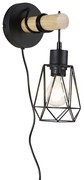 Applique da parete rustica nera con legno - Dami Frame