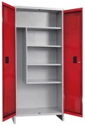 Armadio per scope Pratiko O in acciaio, grigio e rosso L 60 x H 179.5 x P 40 cm 2 ante, da interno