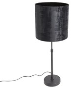 Lampada da tavolo nero paralume velour nero 25 cm - PARTE