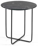 Tavolino tondo con piano vetro effetto Marmo Nero JON 45