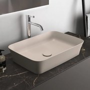 Lavabo da appoggio rettangolare in ceramica L 55 x P 38 x H 12.5 cm beige