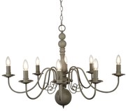 Lampadario Contemporaneo Greythorne Acciaio Grigio 8 Luci E14