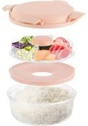 Lunch box per poke tonda a scomparti tortora