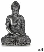 Statua Decorativa Buddha Seduto Argentato 17 x 32,5 x 22 cm (4 Unità)