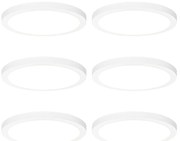 Set di 6 faretti da incasso o a plafone bianchi 30 cm con LED Dimmerabile a 3 livelli da caldo a freddo - Trans