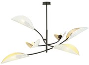 Sospensione Nordica 6 Luci Ares In Acciaio Nero Bianco E Oro Bracci Regolabili