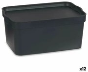 Scatola portaoggetti con coperchio Antracite Plastica 7,5 L 21 x 14,2 x 32 cm (12 Unità)