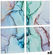 Set di 4 quadri Tela Marmo Azzurro 35 x 7 x 35 cm (6 Unità)