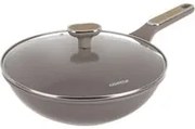 Wok antiaderente 28 cm Taupe con coperchio