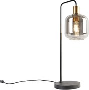 Lampada da tavolo di design nera con vetro oro e fumé - Zuzanna
