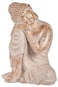 Statua Decorativa da Giardino Buddha Bianco/Dorato Poliresina (35,5 x 54,5 x 42 cm)