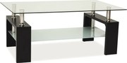 Tavolino da salotto Lisa Basic II in vetro e MDF wengé – 100x60x55 cm