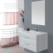 Mobile Bagno Sospeso "Stella" C/Due Cassetti Da 80 Cm Finitura Grigio