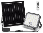 Faro Led 80W Grigio con pannello solare IP66 Bianco freddo 6500K Dimmerabile telecomando con sensore crepuscolare e di movimento Aigostar