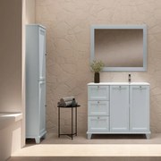 Mobile da bagno sotto lavabo VISOBATH Unike blu laccato opaco L 102.7 x H 85 x P 46 cm 3 cassetti 2 ante, lavabo posizionabile a destra non incluso