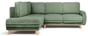 Divano angolare in verde chiaro allungabile (con penisola a sinistra) con rivestimento in velluto a coste Tori – Bonami Selection