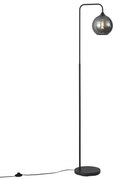 Lampada da terra Art Déco nera con vetro fumé - Sandra