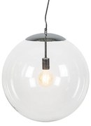 Lampada a sospensione scandinava cromata con vetro trasparente - Ball 50