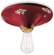 Plafoniera Vintage Tonda Grande Ceramica Bordeaux 1 Luce E27