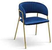 Set di sedie ORCHIES in tessuto effetto velluto blu e struttura in metallo color oro