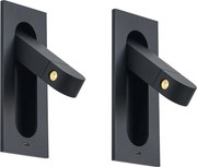Set di 2 lampade da parete moderne nere con LED e porta USB-C - Hilton