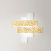Lara p/g - applique a parete  in metallo e vetro bianco foglia oro ...